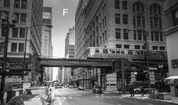 Street of Chicago tableau en noir et blanc style vintage